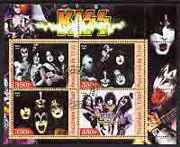 Chad 2003 Legendary Pop Groups - Kiss perf sheetlet containing 4 values fine cto used, stamps on personalities, stamps on entertainments, stamps on music, stamps on pops, stamps on rock