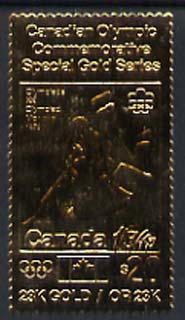 Canada 1975 Montreal Olympic Games (8th issue) $20 perf embossed in 23k gold foil showing Judo (similar to SG 816) unmounted mint, stamps on olympics, stamps on judo, stamps on martial arts