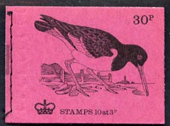 Great Britain 1971-73 Birds #8 - Oyster-Catcher (purple cover Aug 1973) 30p booklet complete and fine, SG DQ72, stamps on birds, stamps on oyster catchers