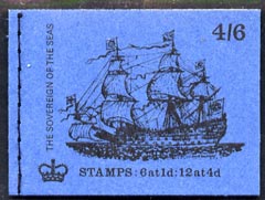 Great Britain 1968-70 Ships - Sovereign of the Seas 4s6d booklet (Aug 1970) complete and fine SG LP58, stamps on ships, stamps on 