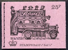 Great Britain 1971-73 Veteran Transport #2 - B-Type Omnibus (Lyons Tea) 25p booklet (June 1971) complete and fine, SG DH41, stamps on transport, stamps on buses, stamps on  tea , stamps on 