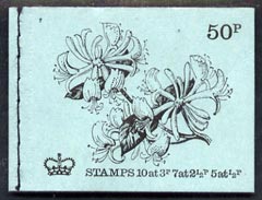 Great Britain 1971-72 British Flowers #3 - Honeysuckle 50p booklet (Aug 1971) complete and fine, SG DT3, stamps on flowers