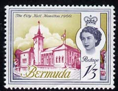 Bermuda 1962-68 City Hall 1s3d (from def set) unmounted mint, SG 172, stamps on , stamps on  stamps on buildings, stamps on  stamps on constitutions