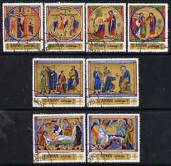 Ajman 1970 Easter (Paintings) perf set of 8 cto used, Mi 506-13 (set in sheets of 6 available price x 5), stamps on easter, stamps on arts, stamps on 