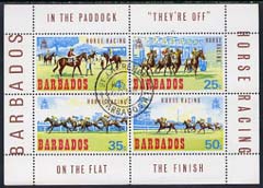 Barbados 1969 Horse Racing perf m/sheet cds used, SG MS 385, stamps on horses, stamps on horse racing, stamps on 