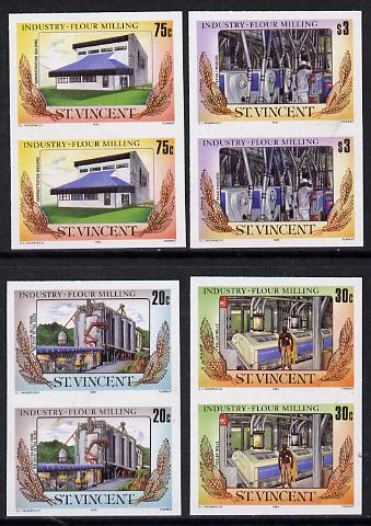 St Vincent 1985 Flour Milling set of 4 each in unmounted mint imperf pairs (SG 928-31var), stamps on , stamps on  stamps on food  industry