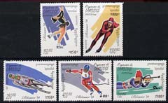 Cambodia 1994 Lillehammer Winter Olympic Games complete set of 5 unmounted mint, SG 1351-55, stamps on olympics, stamps on skating, stamps on shooting, stamps on skiing, stamps on luge