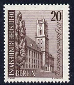 Germany - West Berlin 1964 700th Anniversary of Schoneberg 20pf unmounted mint, SG B227*, stamps on architecture, stamps on  constitutions, stamps on clocks, stamps on trees