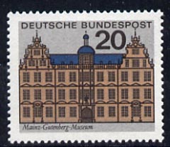 Germany - West 1964 Gutenberg Museum Mainz 20pf unmounted mint, from Capitals of the Federal Lands set of 12, SG 1336, stamps on architecture