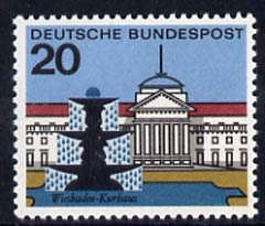 Germany - West 1964  Kurhaus Wiesbaden 20pf unmounted mint, from Capitals of the Federal Lands set of 12, SG 1334, stamps on architecture, stamps on fountains