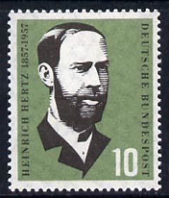 Germany - West 1957 Birth Cent of Heinrich Hertz (physicist) 10pf unmounted mint, SG 1178, stamps on personalities, stamps on science & technology, stamps on science