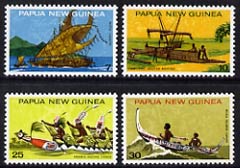 Papua New Guinea 1975 National Heritage-Canoes set of 4 unmounted mint, SG 277-80, stamps on ships, stamps on canoeing, stamps on rowing