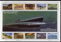 Palau 1991 Pacific Theatre in WWII (3rd issue) sheetlet of 8 unmounted mint, SG 601a, stamps on ships, stamps on aviation, stamps on submarines, stamps on  ww2 , stamps on 