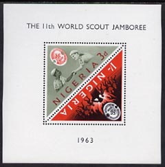 Nigeria 1963 11th World Scout Jamboree m/sheet unmounted mint, SG MS134a, stamps on scouts, stamps on triangulars