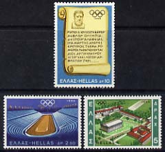 Greece 1968 Mexico Olympic Games set of 3 unmounted mint, SG 1091-93, stamps on olympics, stamps on stadia, stamps on literature, stamps on architecture