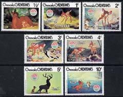 Grenada - Grenadines 1980 Christmas short set to 10c featuring scenes from Walt Disney's 'Bambi' unmounted mint, SG 415-421, stamps on disney, stamps on animals, stamps on deer, stamps on christmas
