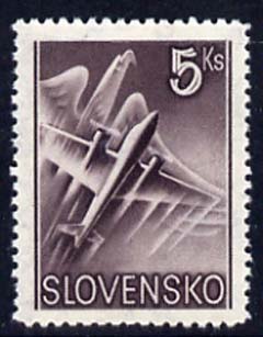 Slovakia 1939 Air Eagle & Aero A-204 5k purple unmounted mint, SG 62, stamps on aviation, stamps on birds, stamps on birds of prey, stamps on eagles