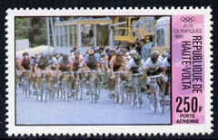 Upper Volta 1980 Cycling group 250f unmounted mint, from Moscow Olympics set of 4, SG 565, stamps on bicycles, stamps on olympics