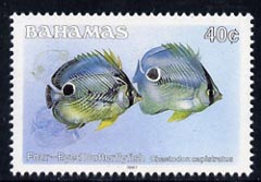 Bahamas 1987 Four-eyed Butterflyfish 40c (1987 imprint date) unmounted mint, SG 794, stamps on fish