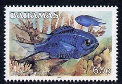 Bahamas 1987 Blue Chromis 60c (1987 imprint date) unmounted mint, SG 797, stamps on fish