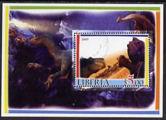 Liberia 2005 Dinosaurs #1 perf souvenir sheet fine cto used, stamps on dinosaurs