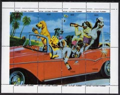 Batum 1996 Dogs Partying in Car composite sheetlet containing 8 values fine cto used, stamps on dogs, stamps on alcohol, stamps on photography, stamps on 