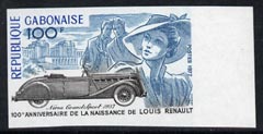 Gabon 1977 Birth Centenary of Louis Renault (motor pioneer) 100f imperf from limited printing, unmounted mint as SG 626, stamps on , stamps on  stamps on cars, stamps on  stamps on renault
