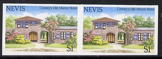 Nevis 1985 Tourism (2nd series) $1.20 (Croney's Old Manor Hotel) imperf pair (SG 245var) unmounted mint, stamps on tourism, stamps on hotels