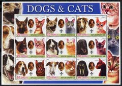 Afghanistan 2003 Dogs & Cats #1 perf sheetlet containing set of 9 values each with Scout Logo unmounted mint, stamps on , stamps on scouts, stamps on dogs, stamps on cats