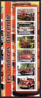 Benin 2003 Fire Engines #1 imperf sheetlet containing 6 values unmounted mint, stamps on , stamps on  stamps on fire