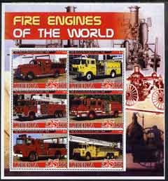 Liberia 2005 Fire Engines of the World perf sheetlet containing set of 6 values unmounted mint, stamps on fire