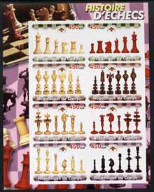 Congo 2003 History of Chess (Chess Pieces) #1 imperf sheetlet containing set of 8 values unmounted mint, stamps on chess