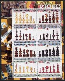 Congo 2003 History of Chess (Chess Pieces) #3 perf sheetlet containing set of 8 values unmounted mint, stamps on chess