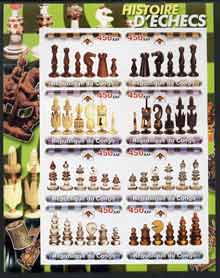 Congo 2003 History of Chess (Chess Pieces) #5 imperf sheetlet containing set of 8 values unmounted mint, stamps on chess