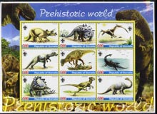 Somalia 2005 Dinosaurs perf sheetlet containing 9 values unmounted mint, stamps on dinosaurs
