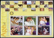 Uzbekistan 2002 Age of Impressionism - Mary Cassatt large perf sheetlet containing 6 values unmounted mint, stamps on arts, stamps on cassatt