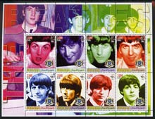 Somalia 2005 The Beatles large perf sheetlet containing 8 values unmounted mint, stamps on , stamps on  stamps on personalities, stamps on  stamps on music, stamps on  stamps on pops, stamps on  stamps on entertainments, stamps on  stamps on beatles