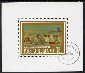 Rumania 1973 Paintings of Workers (Harvest Meal) m/sheet cto used SG MS 4031, stamps on arts, stamps on food