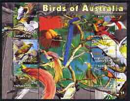Kyrgyzstan 2004 Fauna of the World - Birds of Australia perf sheetlet containing 6 values unmounted mint, stamps on animals, stamps on parrots, stamps on birds, stamps on paradise, stamps on 