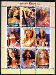 Kyrgyzstan 2003 Beyonce Knowles perf sheetlet containing 9 values unmounted mint, stamps on personalities, stamps on women, stamps on music, stamps on films, stamps on movies