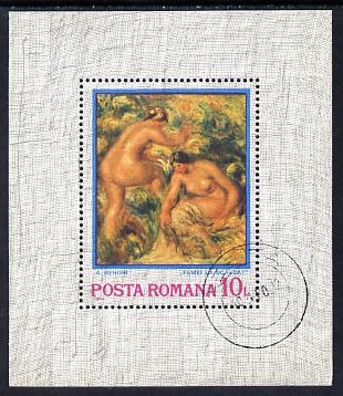 Rumania 1974 Impressionist Paintings (Women Bathing by Renoir) m/sheet cto used SG MS 4062, stamps on arts  nudes    renoir     women