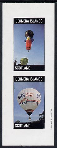 Bernera 1981 Balloons #1 (Robertson's Golly & BRS Trailer Rental) imperf set of 2 values unmounted mint, issued in error without denomination, stamps on , stamps on  stamps on aviation    transport   food    advertising     balloons