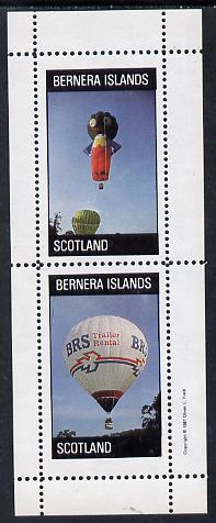 Bernera 1981 Balloons #1 (Robertson's Golly & BRS Trailer Rental) perf set of 2 values unmounted mint, issued in error without denomination, stamps on aviation    transport   food    advertising    balloons