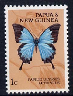Papua New Guinea 1966 Papilio Ulysses Autolycus 1c Butterfly unmounted mint, SG 82*, stamps on butterflies