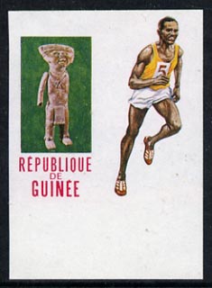 Guinea - Conakry 1969 Running 5f imperf proof single with black omitted (value & inscription missing) from Mexico Olympics set unmounted mint, as SG 674, stamps on running, stamps on olympics