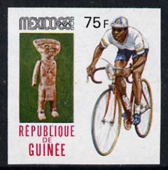 Guinea - Conakry 1969 Cycling 75f imperf proof single from limited printing from Mexico Olympics set, unmounted mint as SG 680, stamps on bicycles, stamps on olympics