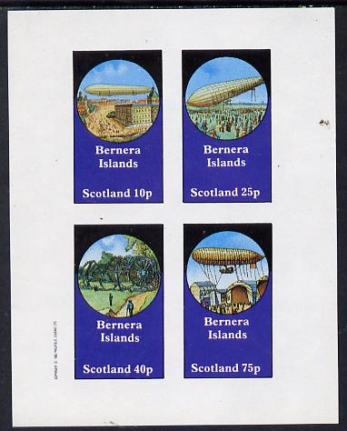 Bernera 1982 Airships imperf set of 4 values (10p to 75p) unmounted mint, stamps on aviation, stamps on airships
