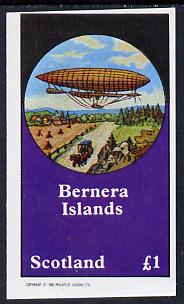 Bernera 1982 Airships imperf souvenir sheet (Â£1 value) unmounted mint, stamps on aviation, stamps on airships