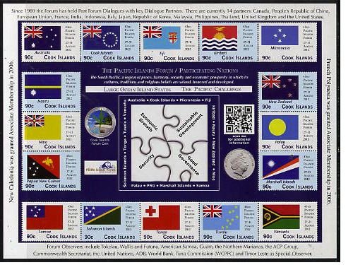 Cook Islands 2012 43rd Pacific Islands Forum - Participating Nations sheetlet containing 16 values unmounted mint, stamps on flags, stamps on constitutions