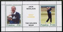 Palatine (Fantasy) Jack Nicklaus Golf Legend perf sheetlet containing 2 values and label unmounted mint, stamps on , stamps on  stamps on sport, stamps on  stamps on golf